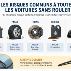 Risques des voitures sans rouler : batterie, pneus à plat, freins rouillés, fluides dégradés, joints secs. Combien de temps une voiture peut rester sans rouler ?