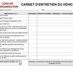 Modèle fiche suivi entretien véhicule : liste des vérifications pour la mini-révision "A", avec champs pour kilométrage et détails.