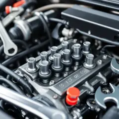 Mécanique automobile : le **prix** pour **changer soupape moteur** est une préoccupation. Outils et moteur en gros plan.
