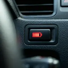 Voyant batterie rouge allumé sur le tableau de bord, indiquant un niveau de charge faible.