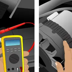 Diagnostic d'un alternateur qui fonctionne mais ne charge pas la batterie. Un multimètre est utilisé pour tester la tension de la batterie.