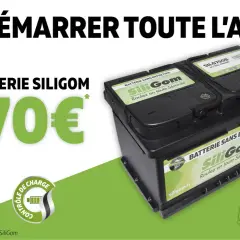 Batterie SiliGom sans entretien, idéale pour l'entretien de votre voiture. Profitez d'une garantie 2 ans et d'un contrôle de charge. Prix à partir de 70€.
