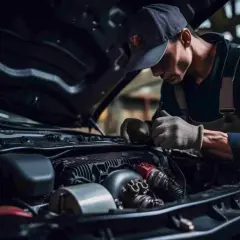 Mécanicien concentré sur le moteur d'une voiture, assurant le rodage parfait pour une performance optimale.