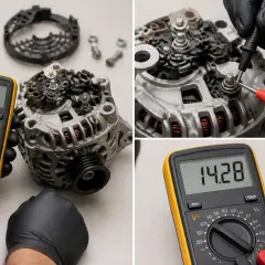 Tester un alternateur avec un multimètre. Le chiffre 14.28 indique qu'il fonctionne. Comment savoir si alternateur HS ? Vérifiez la tension.
