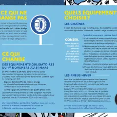 Obligation de 2 ou 4 pneus neige en hiver. Panneaux signalant les zones où chaînes ou pneus hiver sont requis.
