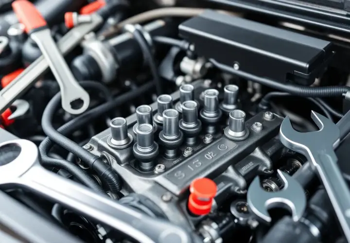 Mécanique automobile : le **prix** pour **changer soupape moteur** est une préoccupation. Outils et moteur en gros plan.