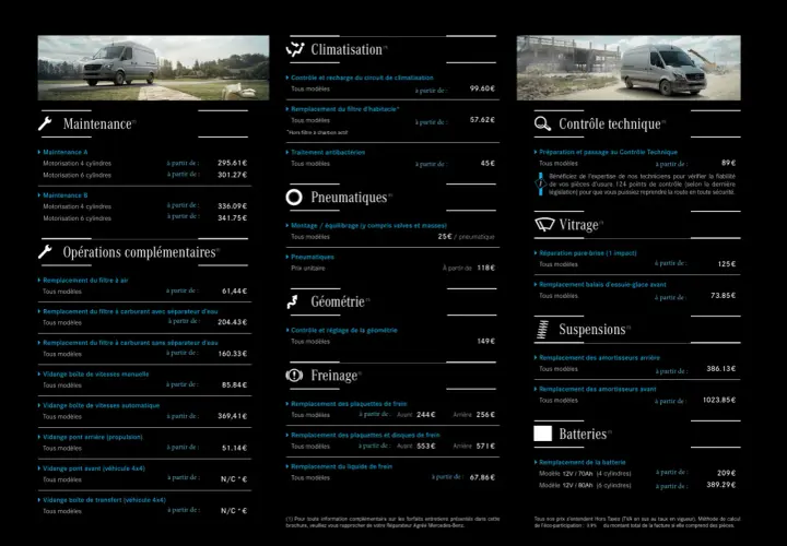 Service B4 Mercedes : prix pour entretien, climatisation, freins, etc. pour votre véhicule.