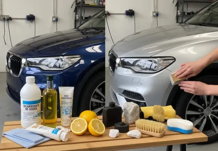 Astuce de grand-mère pour nettoyer les phares de voiture : bicarbonate, citron, huile d'olive et pâte dentifrice pour un résultat éclatant.