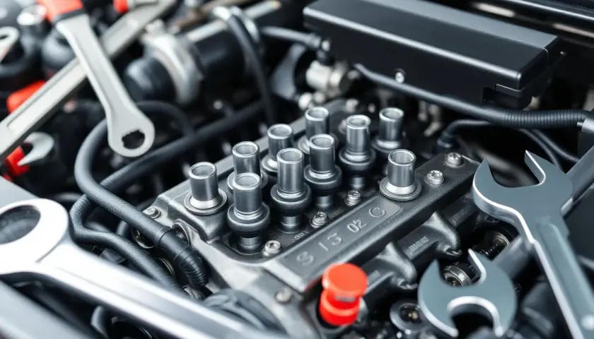 Mécanique automobile : le **prix** pour **changer soupape moteur** est une préoccupation. Outils et moteur en gros plan.