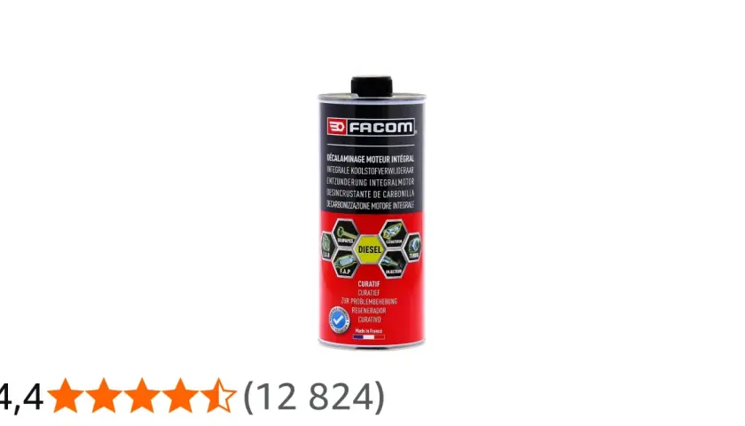 Flacon de produit pour décalaminage moteur diesel Facom. Nettoie soupapes, FAP, injecteurs, turbo et catalyseur.