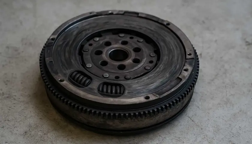 Volant moteur usé, avec ses ressorts visibles. Un volant moteur HS peut-on rouler ? Probablement pas longtemps.