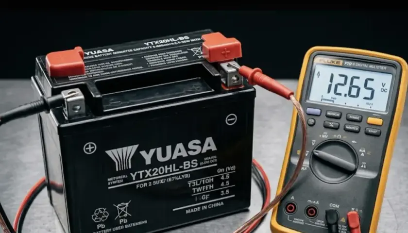 Testez votre batterie avec un multimètre pour savoir si la batterie de la voiture est morte. L'appareil affiche 12,65V.