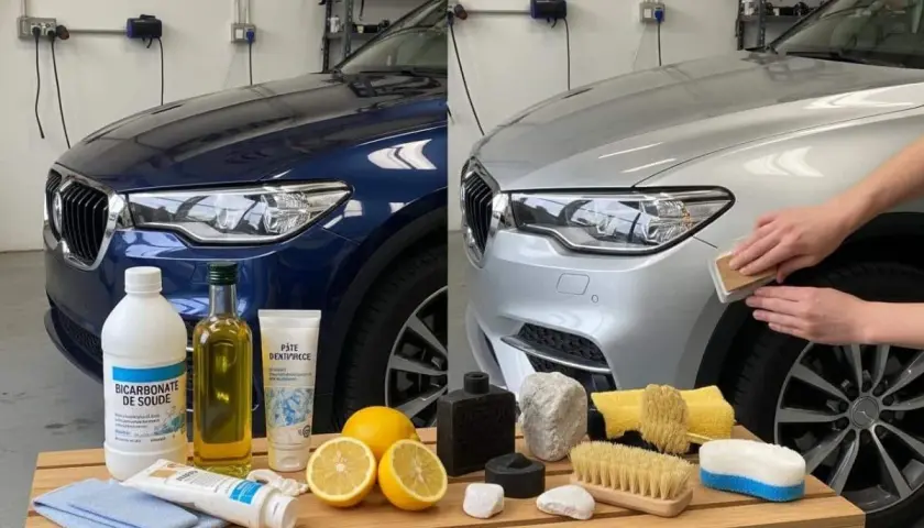 Astuce de grand-mère pour nettoyer les phares de voiture : bicarbonate, citron, huile d'olive et pâte dentifrice pour un résultat éclatant.