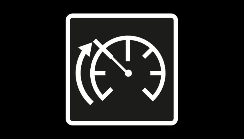 Symbole du limiteur de vitesse : un indicateur de vitesse avec une flèche circulaire indiquant une limite.