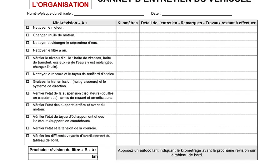 Fiche de suivi d’entretien auto - le modèle qui évite les oublis