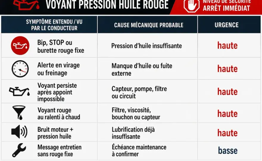 Voyant huile moteur rouge - les bons réflexes pour éviter la casse