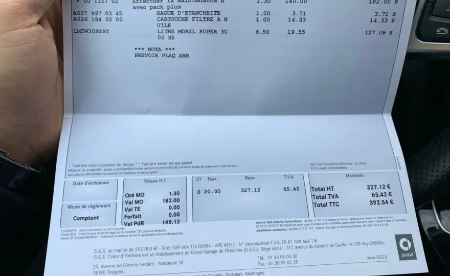 Entretien Mercedes en concession - combien ça coûte vraiment ?