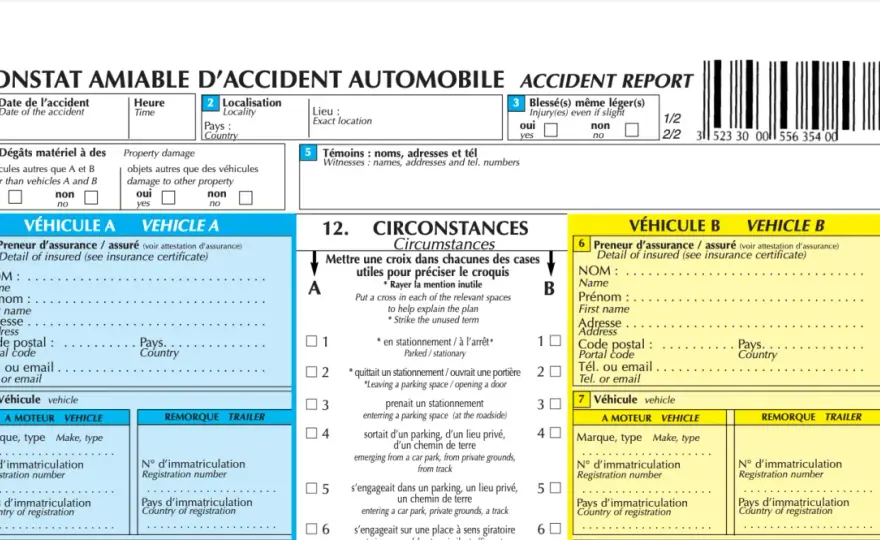 Constat amiable après un accident - les bons réflexes