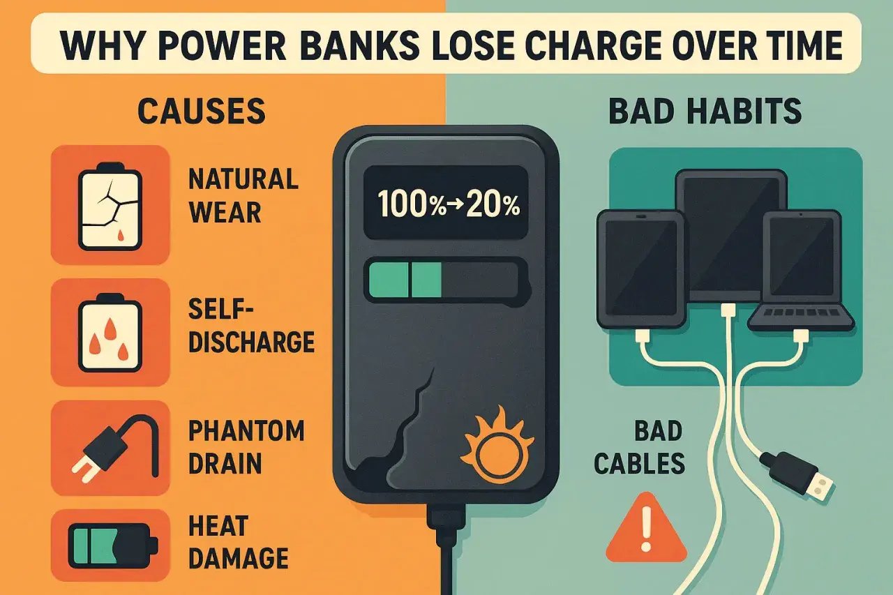 Causes de la décharge rapide d'une batterie : usure naturelle, auto-décharge, consommation fantôme, dommages dus à la chaleur et mauvais câbles.