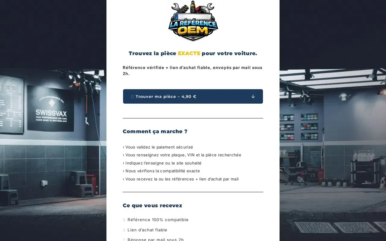 Trouvez la pièce exacte pour votre voiture. La Référence OEM vous aide à ou trouver oem voiture, avec référence vérifiée et lien d'achat fiable.
