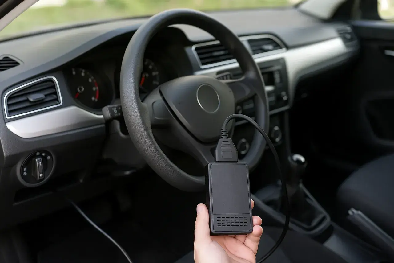 Diagnostic outil branché dans la voiture, j'espère que ma voiture ne démarre plus à cause de ça.