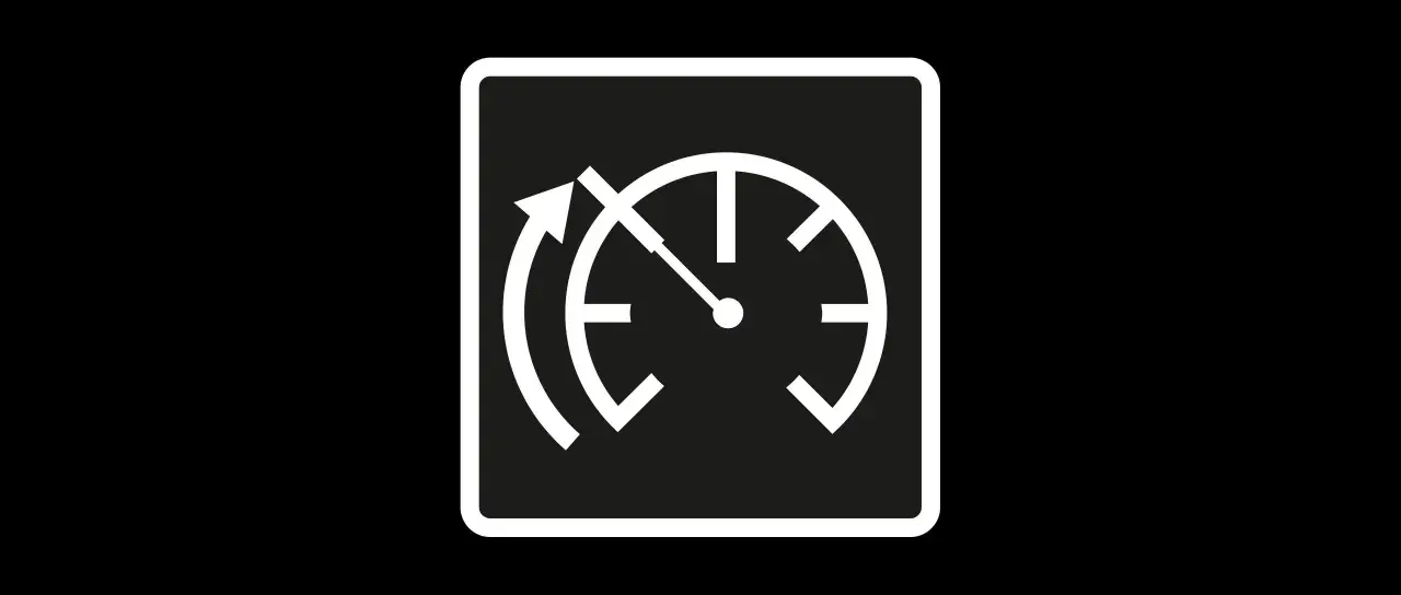 Symbole du limiteur de vitesse : un indicateur de vitesse avec une flèche circulaire indiquant une limite.