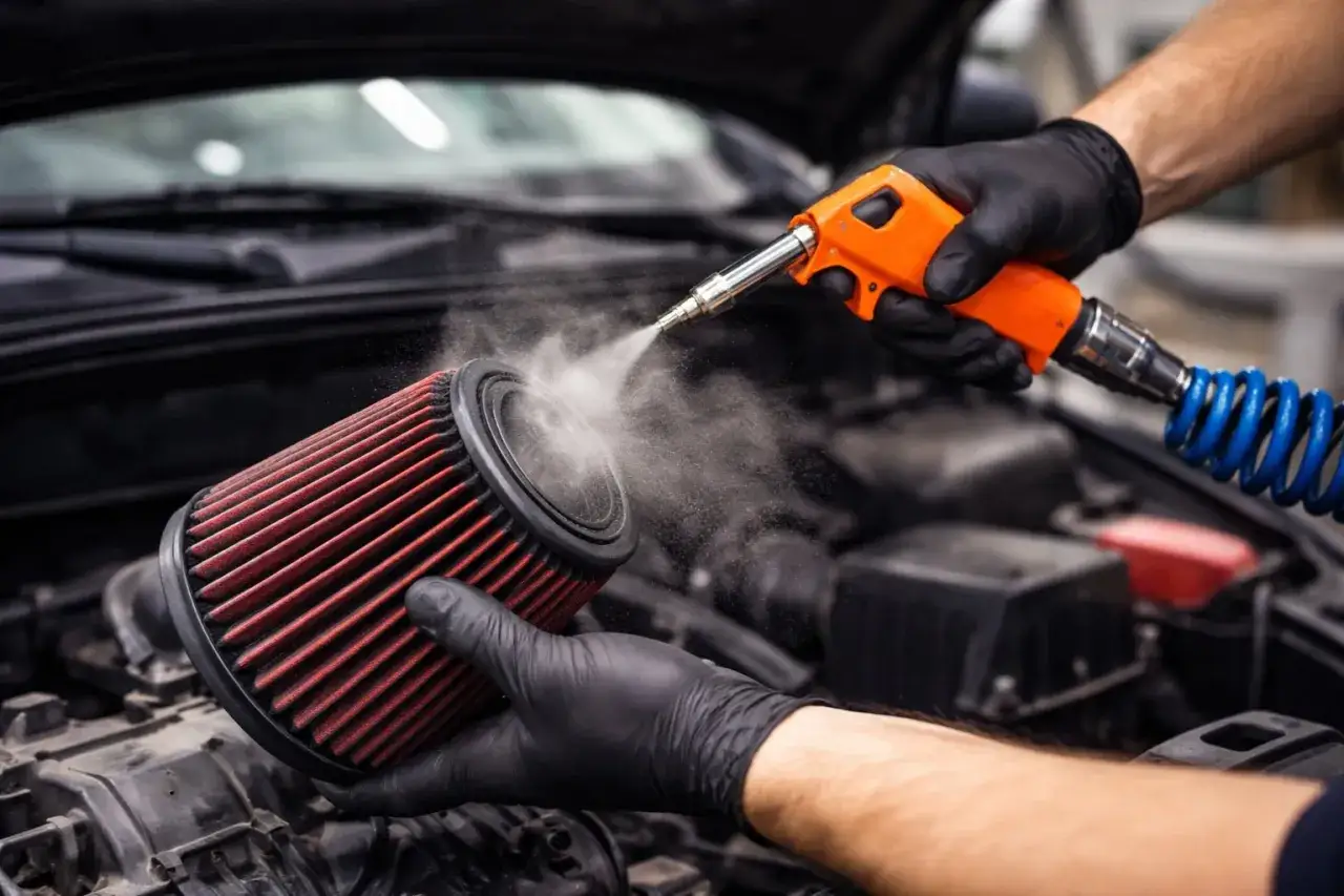 Maintenez votre moteur en bonne sant&eacute; : d&eacute;couvrez comment nettoyer un filtre &agrave; air avec un pistolet &agrave; air comprim&eacute;.