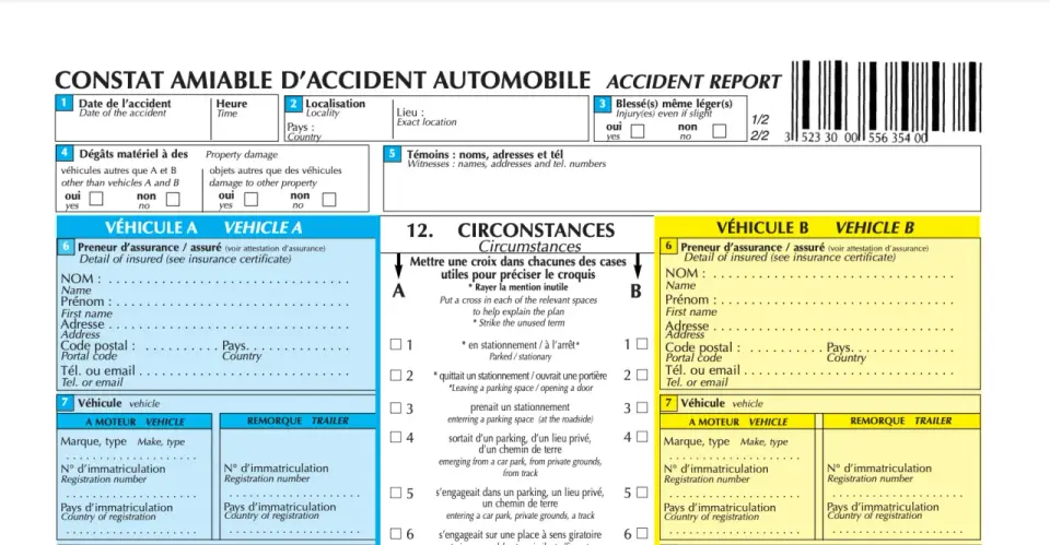 Constat amiable après un accident - les bons réflexes